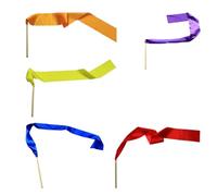 ERINGOGO Rubans Rythmiques pour Garçon et Filles 7 Pièces Rubans de Gymnastique en Tissu Léger Manche en Bois Multicolores pour Danse Gymnastique Rythmique et Activités Artistiques