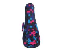 ERINGOGO Sac à Dos Ukulélé Rembourré Coton Sac de Rangement Double Épaule Unisexe Motif Floral et Carreaux Rouge Protection Renforcée et Poche Avant Pratique
