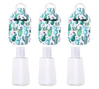 ERINGOGO Set de Bouteilles Rechargeables 30ml avec Couvercle à Clapet Lot de 3 Bouteilles Vides Protectrices Attachables Vertes en Néoprène pour Savonnette et Lotion, pour Paniers