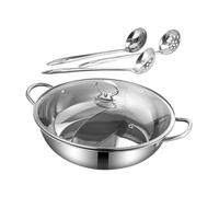 ERINGOGO Set de Casserole Inoxydable à Double Compartiment pour Fondue Chinoise Poêle Induction Cuillère Incluse Pot Polyvalent pour Cuisine Maison et Réunions Familiales