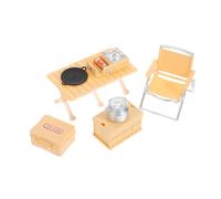 ERINGOGO Set de Mobilier Miniature pour Maison de Poupée de Camping avec Chaise Pliante Table de Pique et Cuisinière Éducatif Portable pour Garçon Fille Jeu Imitation Extérieur Jaune