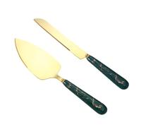 ERINGOGO Spatule à Gâteau Créative en Acier Inoxydable Poignée Céramique Verte Foncée - Pelle à Pizza, Coupe-gâteau et Pelle à Fromage, Ustensile Pâtisserie Multifonction pour Fêtes