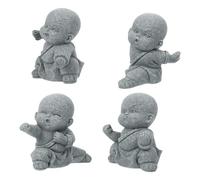 ERINGOGO Statue Bouddhiste en Grès Naturel - Figurine Moine Kung-Fu Shaolin Compacte en Pierre Gris - Sculpture Zen Décorative pour Bureau Aquarium et Contemplation - Ornement Feng Shui