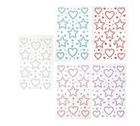 ERINGOGO Stickers Autocollants Strass Visage 5 Pièces Étoiles et Cœurs Pailletés Argenté Ab Rose Violet Rouge Bleu - Décorations Maquillage Festival et Saint-Valentin pour Visage et