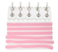 ERINGOGO Support D’Entraînement pour Faux Ongles en Acrylique Mat Base Rectangulaire avec 10 Pièces Argentées et 96 Pâtes Adhésives Roses Présentoir à Manucure pour Formation Nail Art en