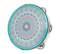 ERINGOGO Tambourin à Main Vert avec Grelots Simple Rangée Instrument de Percussion et Sécurisé pour Garçon Fille et Adultes Accessoire Musical et Prop de Danse