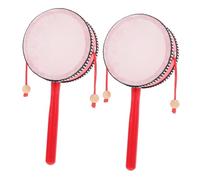 ERINGOGO Tambours à Crécelle Et Jouets à Tambour Et Hochet Vintage pour Garçon Et Filles 4 Pouces en Bois Léger Et Portable Jouets Éducatifs Précoces pour Éveil Intérieur Et Extérieur Lot De 2 Pièces