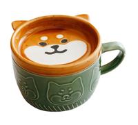 ERINGOGO Tasse Café Céramique Chat Kawaii avec Couvercle Mug Aesthetic Porcelaine pour Thé Lait et Boissons Cadeau An Design Ergonomique et Base Antidérapante