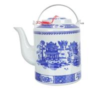 ERINGOGO Théière Kung-fu en Porcelaine Bleue et Blanche de Style Chinois, Capacité 1,5 L, Surface Lisse, Poignée Pratique, Bouilloire Vintage pour Maison, Restaurant et Cérémonie du Thé
