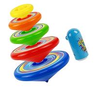 ERINGOGO Toupie Manuelle Empilable pour Garçon Fille Gyro Portable Coloré Toupies avec Lanceur Éducatif et Couleur Aléatoire Couleur Aléatoire