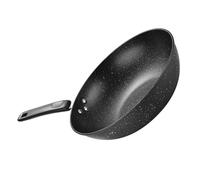 ERINGOGO Wok en Pierre de Maifan Antiadhésif 30 Cm, Poêle à Frire Épaisse pour Cuisinière Gaz et Bois, Petit Wok à Fond Rond Polyvalent Cuisine Quotidienne