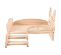 ERINGOGO Wooden Guinea Pig Bed with Staircase Multi-Functional Small Animal Platform for Playing Sleeping Exercise Natural Wooden Pet Accessory for Hamster Squirrel Rabbit Cage