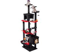 Erinnyees Arbre à chat gothique - Tour à chat robuste - 179,1 cm - Grand arbre gothique avec double niche pour chat - Poteau à chat Maine Coon avec lit cercueil, hamac et boules effrayantes
