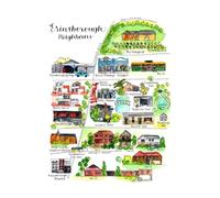 Erinsborough, Melbourne, Australia Journal, Notebook, 200 Pages A5+ lined pages.: Featuring Hand-drawn illustrated map cover with famous landmarks
