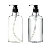 erioctry 2 PCS 500ml 17oz Rechargeable bouteille en plastique vide bouteilles flacons récipients avec le distributeur de pompe de lotion blanche (transparent)