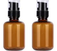erioctry Lot de 2 flacons de voyage en plastique ambré avec pompe noire rechargeables pour cosmétiques, lotions, shampooings, huiles essentielles - 120 ml