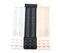 erioctry Lot de 3 rallonges de soutien-gorge douces et extensibles pour femme - 3 rangées - 3 crochets - Sangle d'extension dorsale confortable (noir blanc nude)