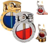 Erisamo Vintage Trench Transparent Kerosene Retro Steampunk Style Reusable Windproof Lighter, Gift Idéale pour Hommes (Argent)