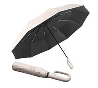 erised's bifrost Parapluie de golf compact et coupe-vent extra large de 137,2 cm à ouverture/fermeture automatique, léger et portable, protection UV 99°, poignée mousqueton parfait, beige, 137 cm