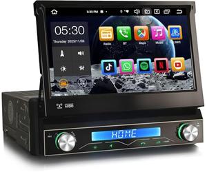 Erisin 4GO+64GO 8-Cœurs Android 14 Autoradio Bluetooth Amovible Universal 1 Din Soutien GPS Stéréo Dab+ 7 Pouces Écran Tactile Intégré sans Fil CarPlay Android Auto TNT OBD2 WiFi 4G DSP FM A2DP RDS