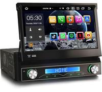 Erisin 4GO+64GO 8-Cœurs Android 16 Autoradio Bluetooth Retractable Universal 1 Din Soutien GPS Stéréo Dab+ 7 Pouces Écran Tactile Intégré sans Fil CarPlay Android Auto TNT OBD2 WiFi 4G DSP FM A2DP RDS