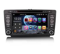 Erisin 8-Cœurs Bluetooth 5.0 Android 14 Autoradio GPS DVD Stéréo pour Skoda Superb Octavia Yeti Rapid 8 Pouces Écran Tactile sans Fil CarPlay Android Auto Dab+ FM Radio DSP WiFi OBD2 4Go RAM+64Go ROM
