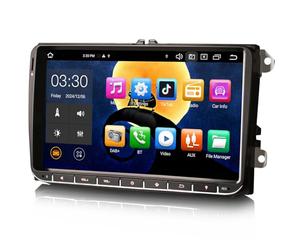 Erisin 9 Pouces 8-Core 4GO+64GO Android 14 Autoradio pour VW Crafter Amarok Caddy Polo ŠKODA Yeti Transporter T6 GPS Multimédia Stéréo Dab+ CarPlay Android Auto Bluetooth WiFi 4G DSP TPMS OBD2 USB