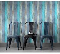 10200-08 Papier Peint Vinyl Grainé sur Intissé Bois Bleu Vert - DECORAMA