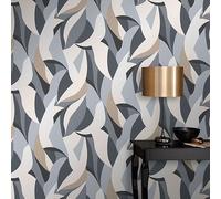 Erismann 10331-15 Papier peint intissé Motif feuilles Blanc/gris/doré
