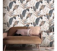 Erismann 10332-15 Elle Papier peint non-tissé Motif feuilles tropicales Blanc/noir/doré métallisé