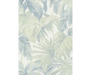 Erismann Forest Dreams Papier peint motif feuille tropicale, Blanc Vert Bleu, Vinyle, Botanique, 0.53m x 10.05m, 64cm Rapport