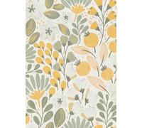 Erismann La Terasse Papier Peint Botanique Blanc avec Jaune Ocre et Vert Sauge, Vinyle, 0.53m x 10.05m, Motif Répétition 64cm