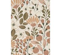 Erismann La Terasse Papier Peint Botanique, Blanc avec Terracotta et Vert Olive, Vinyle, 53cm x 10.05m, 64cm Rapport
