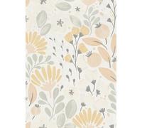 Erismann La Terasse Papier Peint Botanique, Blanc Jaune Vert, Vinyle, 0.53m x 10.05m, 64cm Rapport