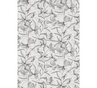 Erismann Papier peint botanique Terasse, blanc avec fleurs et feuilles de couleur gris foncé, vinyle, 53 cm x 10,05 m, rapport 32 cm