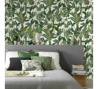 Erismann Papier peint Paradisio 6303-07 – Feuillage tropical exotique blanc