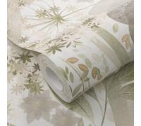 Papier peint vinyle intissé végétal vert L.1005 x l.53cm, Erismann Secret grove