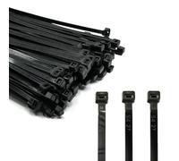 ERKO 100 pièces d'attaches de câble professionnelles 200 x 2,5 mm Poignée de tirage de câble résistante aux rayons UV Poignée d'attache de câble couleur noire, résistante à la température