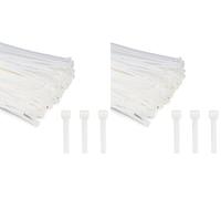 ERKO 100 pièces d'attaches de câble professionnelles 200 x 3,6 mm Poignée d'attache de câble couleur blanc, résistante à la température (Lot de 2)