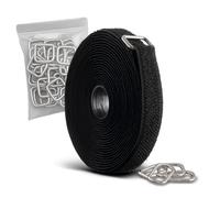 ERKO bande auto-agrippante 5m avec 25 agrafes métalliques, découpable librement, largeur 2 cm, bande auto-agrippante réutilisable et refermable pour l'organisation de câbles