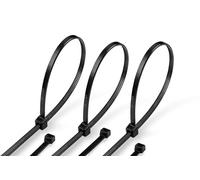 ERKO Collier de Serrage professionnelles 25 pièces 300 x 7,6 mm Poignée de tirage de câble résistante aux rayons UV Poignée d'attache de câble couleur noire, résistante à la température