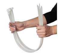 ERKO Collier de Serrage professionnelles 25 pièces 450 x 7,6 mm Poignée d'attache de câble couleur blanc, résistante à la température