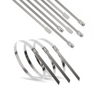 ERKO Colliers de serrage en acier inoxydable 300 x 4,6 mm 100 pièces, professionnels polyvalents, résistants aux UV, en métal inoxydable, résistance à la traction jusqu'à 190 kg.