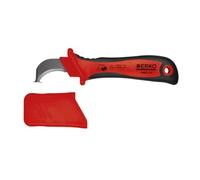 ERKO Couteau à câble 50mm pour dénuder les câbles, Cutter, Couteau universel, Lame entièrement isolée, Avec poignée isolée, Jusqu'à 1000V, Poignée ergonomique à deux composants, Sûr