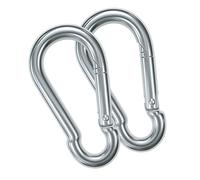 ERKO Lot de 2 mousquetons en Acier Inoxydable - 10 x 100 mm - Résistants - pour Cordes, chaînes, extérieur, Camping, Bateau, Industrie