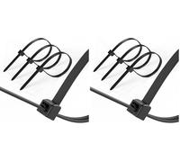 ERKO Réutilisable Serre Câbles Noir 4,8 x 200 mm 100 pièces, pour usage multiple, idéal pour la gestion des câbles, le rangement, l'organisation et les projets de bricolage (Lot de 2)