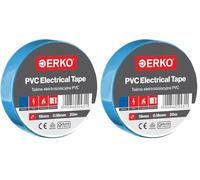 ERKO Ruban adhésif isolant électrique Bleu 19mm x 20m PVC - Réparation de câbles électriques - Très flexible avec une forte adhérence - Résistant aux produits chimiques, chatertone (Lot de 2)