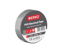 ERKO Ruban adhésif isolant électrique PVC 15mm x 10m Gris, Réparation de câbles électriques, Très flexible avec une forte adhérence, Résistant aux produits chimiques