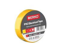 ERKO Ruban adhésif isolant électrique PVC 15mm x 10m Jaune, Réparation de câbles électriques, Très flexible avec une forte adhérence, Résistant aux produits chimiques