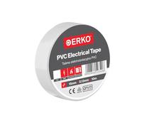 ERKO Ruban adhésif isolant électrique PVC 15mm x 10m Blanc, Réparation de câbles électriques, Très flexible avec une forte adhérence, Résistant aux produits chimiques